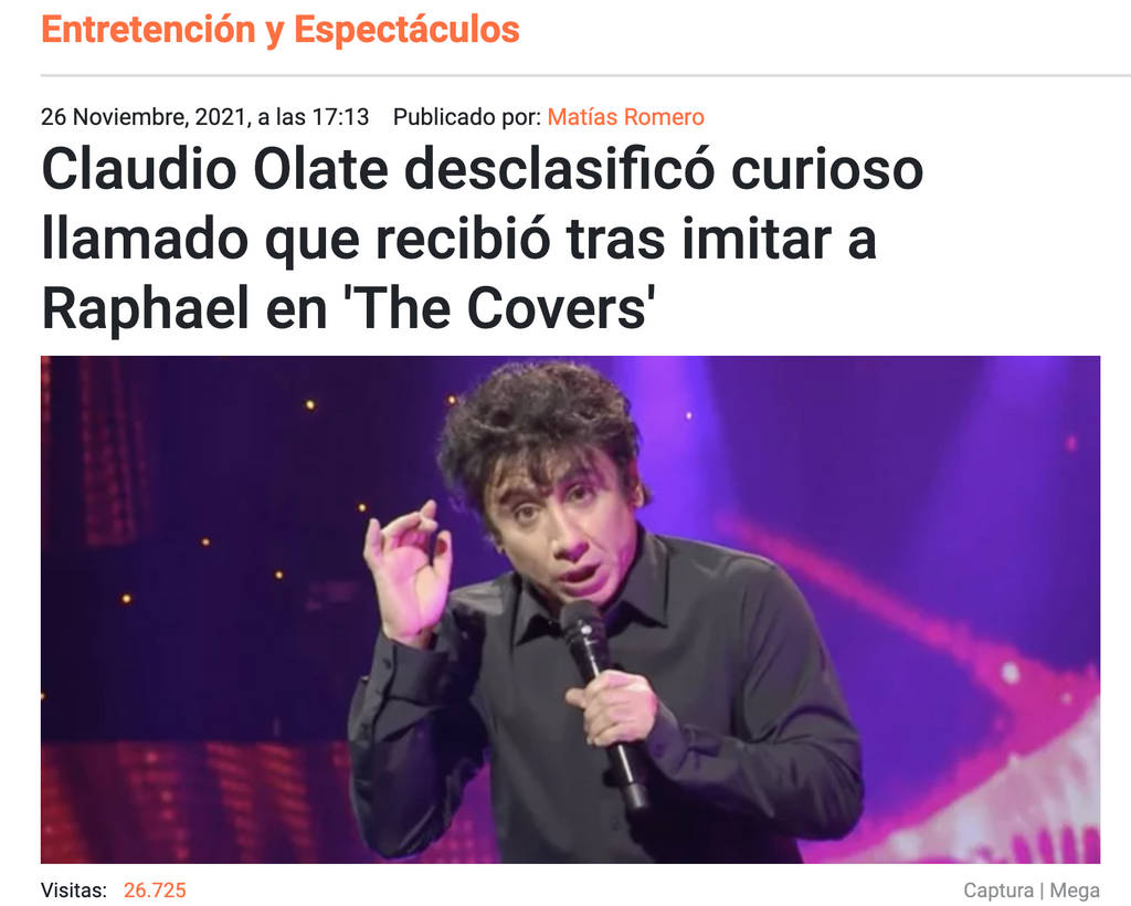 Claudio Olate desclasificó curioso llamado que recibió tras imitar a Raphael en 'The Covers'