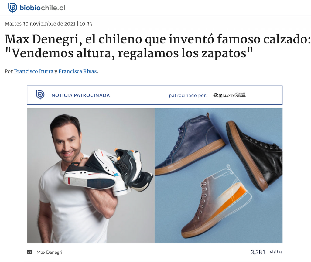 Max Denegri, el chileno que inventó famoso calzado: "Vendemos altura, regalamos los zapatos"
